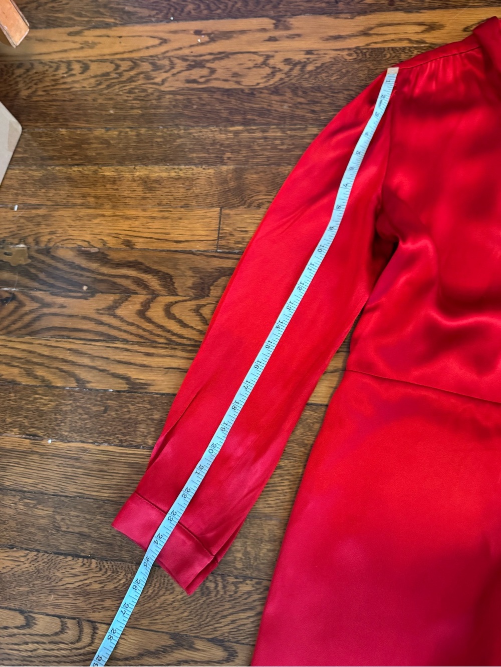 Prada Red Long-Sleeve Tie-Neck Midi Dress satin feel IT 42